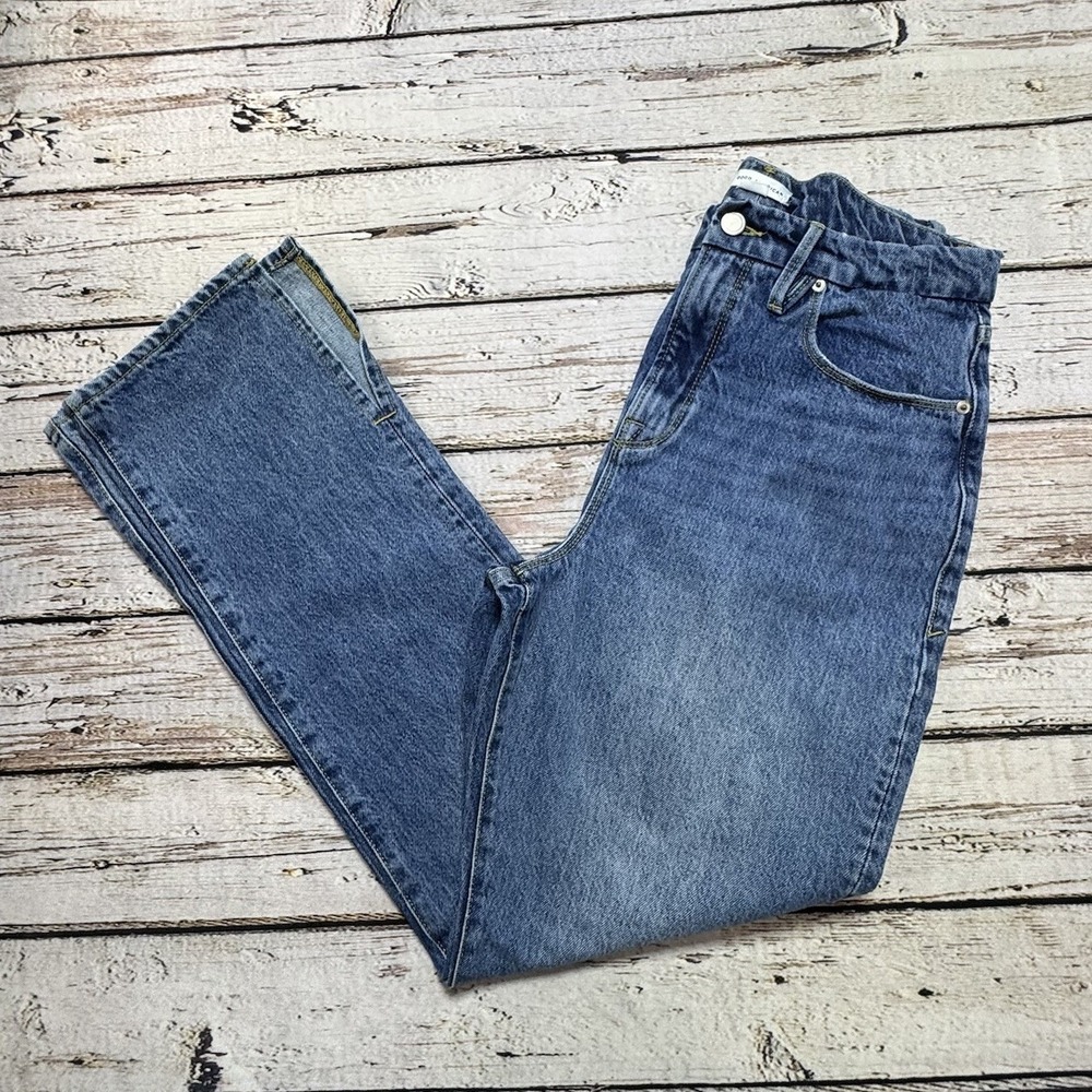 Good American Good Boy Straight Jeans Women's 8/29 High Rise Split Hem